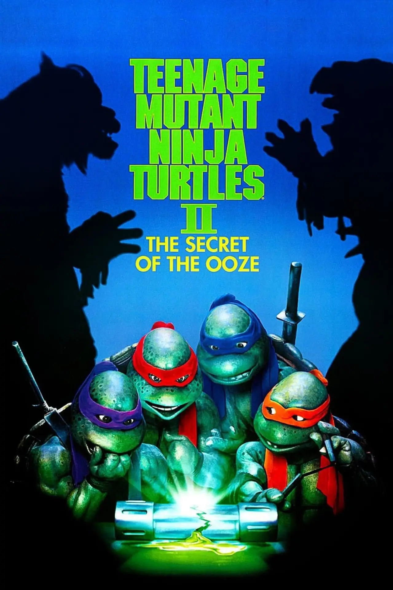Plakat filmowy "Wojownicze żółwie ninja II: Tajemnica szlamu"