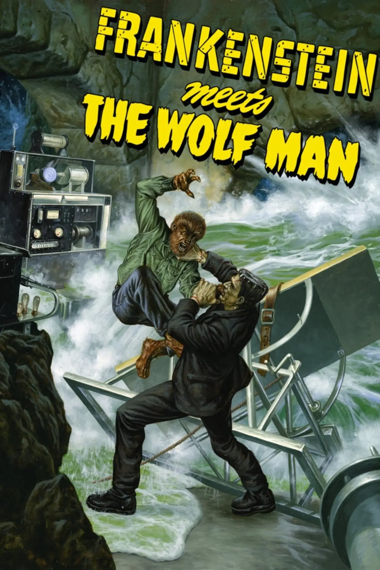 Plakat filmowy "Frankenstein spotyka Człowieka Wilka"