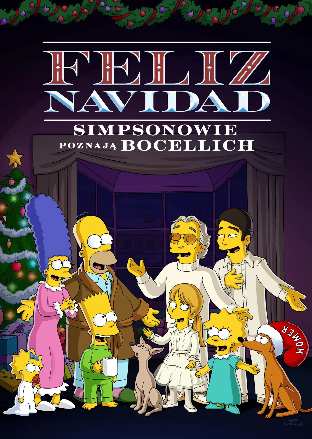 Plakat filmowy "Feliz Navidad: Simpsonowie poznają Bocellich"