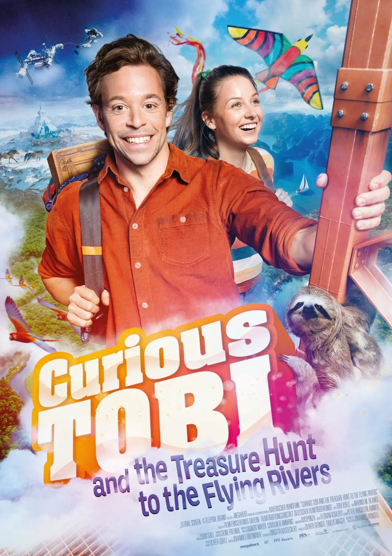 Plakat filmowy "Ciekawski Tobi i skarb latających rzek"