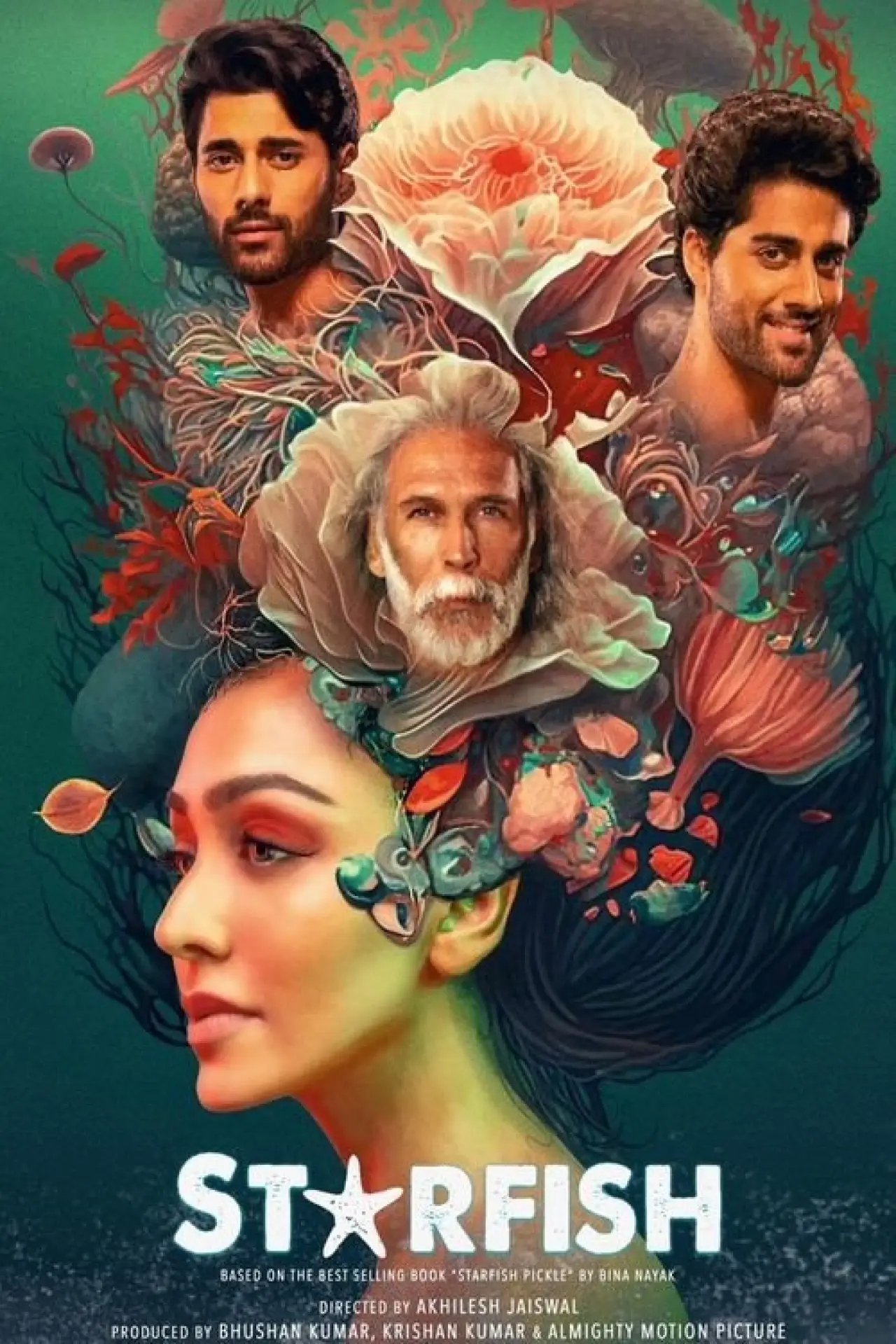 Plakat filmowy "एक प्रकार की मछली जिस को पाँच - सात बाहु के सदृश अंग होते है"
