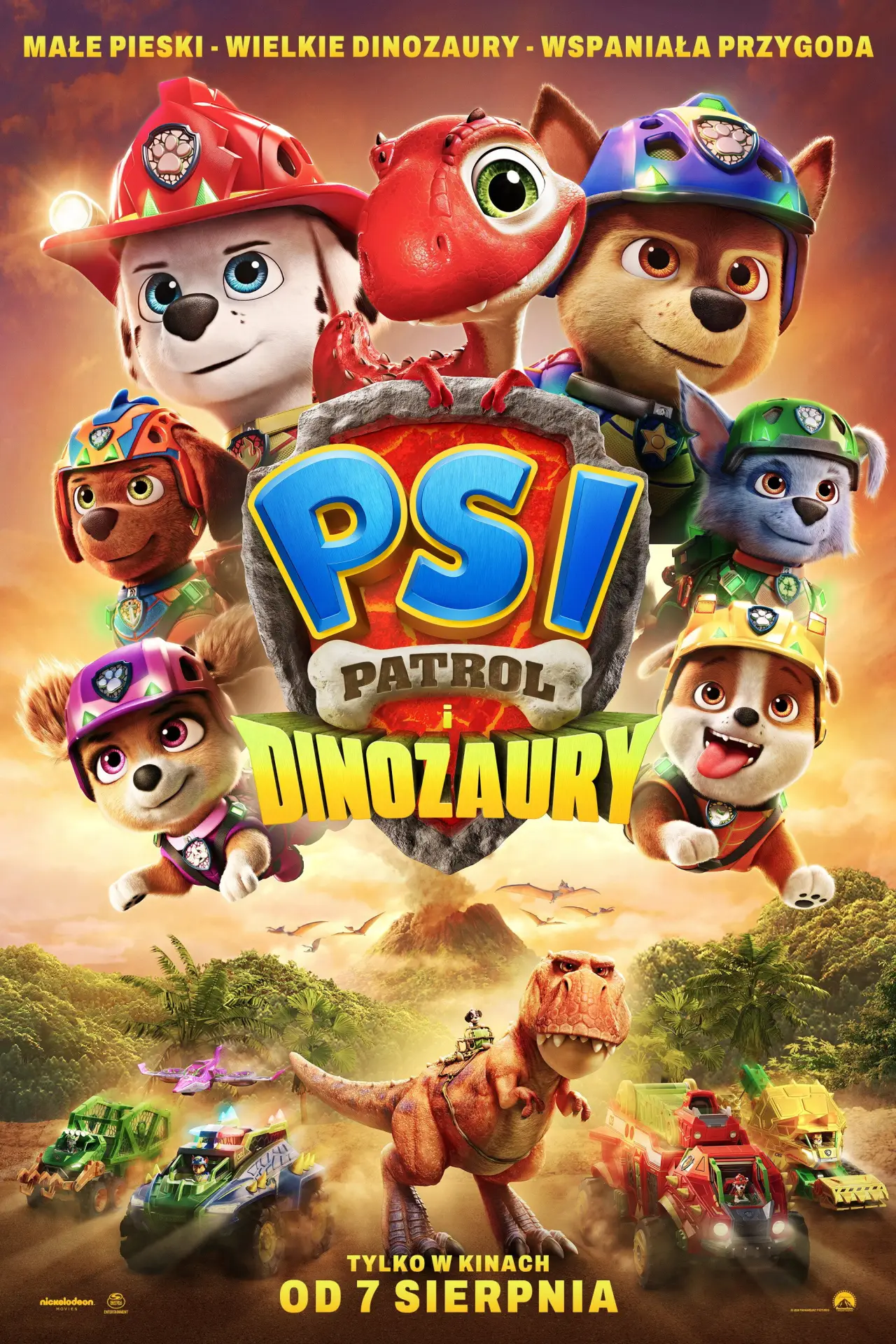 Plakat filmowy "Psi Patrol i Dinozaury"
