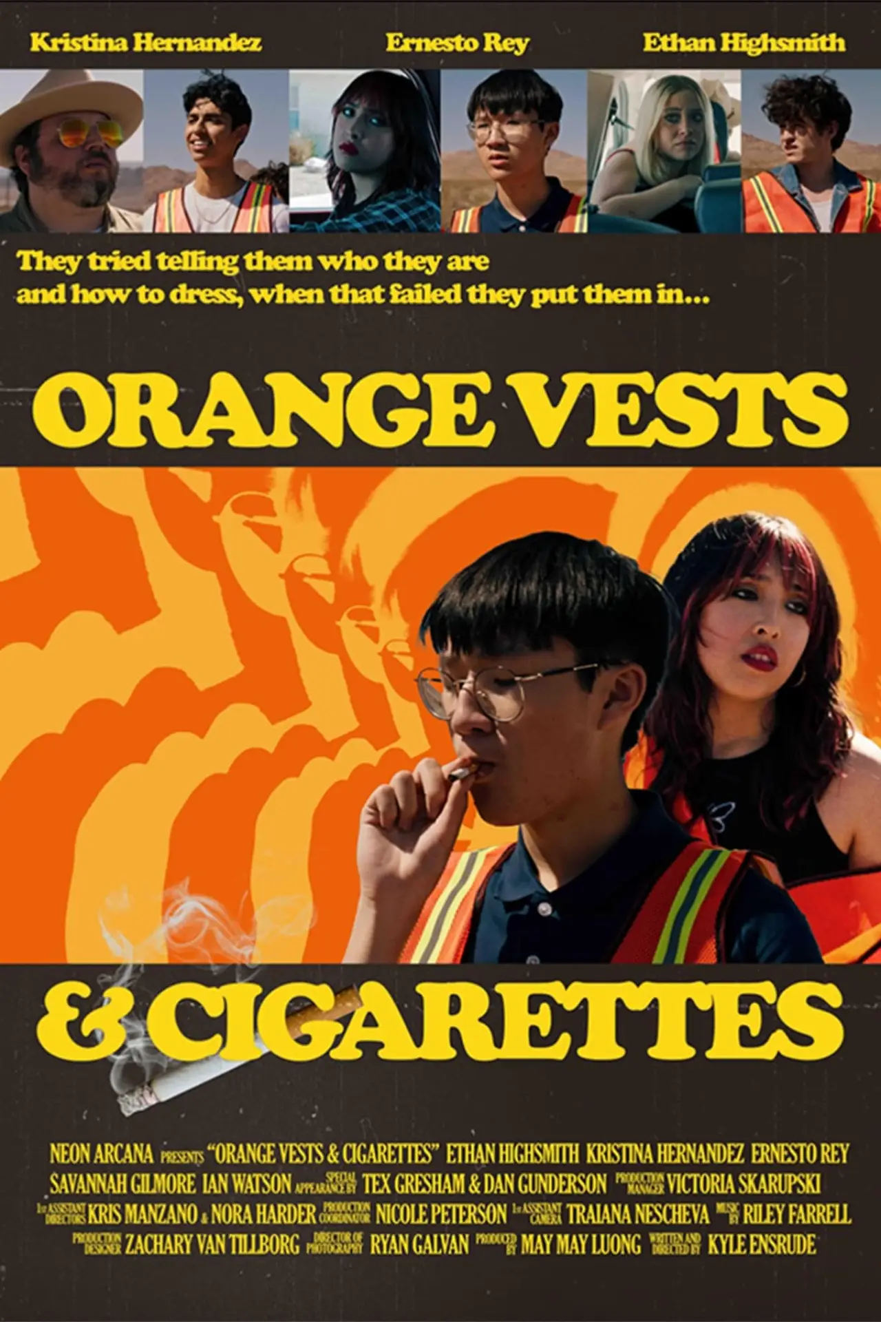Plakat filmowy "Orange Vests and Cigarettes"