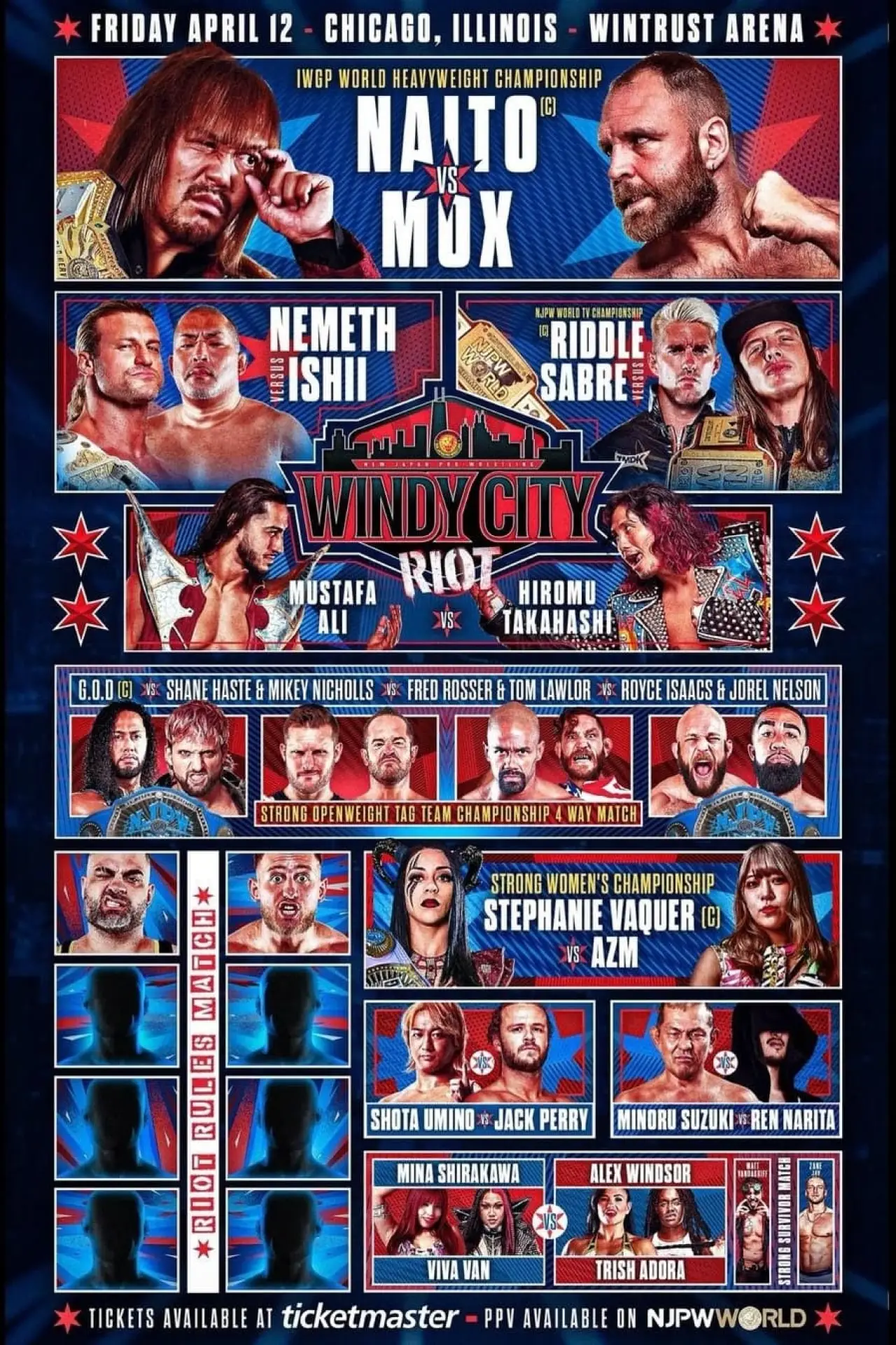 Plakat filmowy "NJPW Windy City Riot 2024"