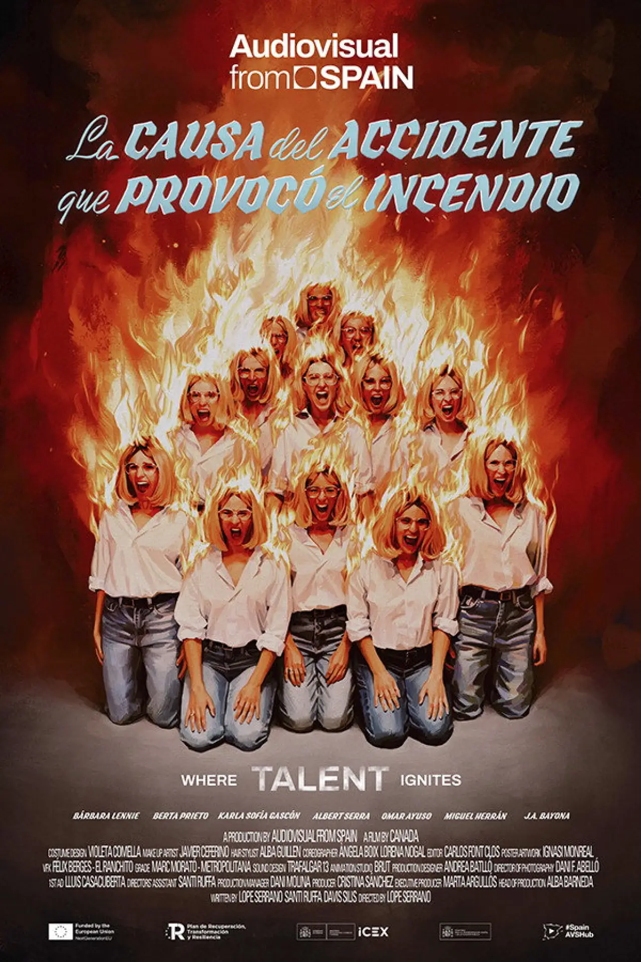 Plakat filmowy "La causa del accidente que provocó el incendio"