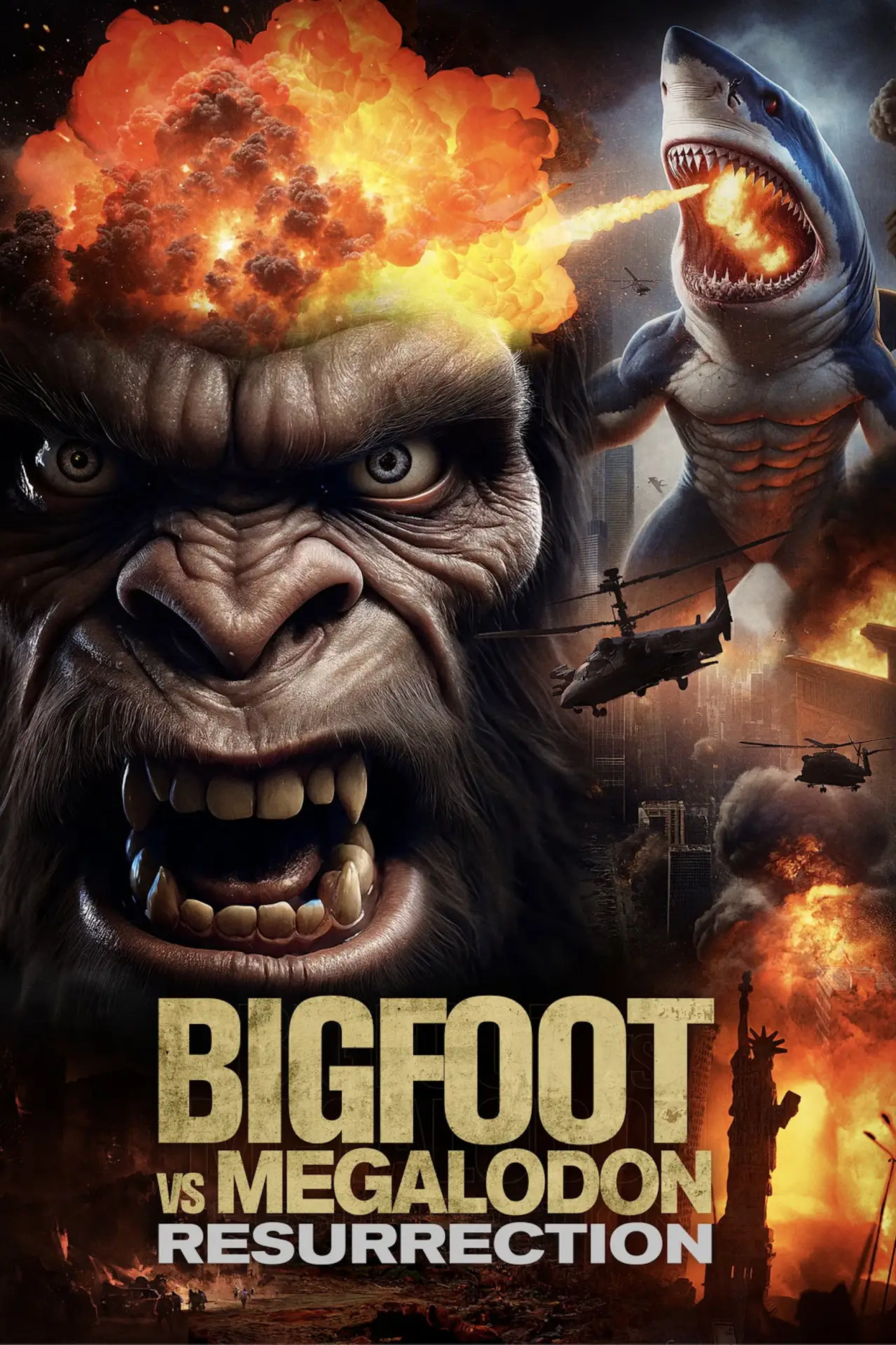 Plakat filmowy "Bigfoot vs Megalodon: Resurrection"