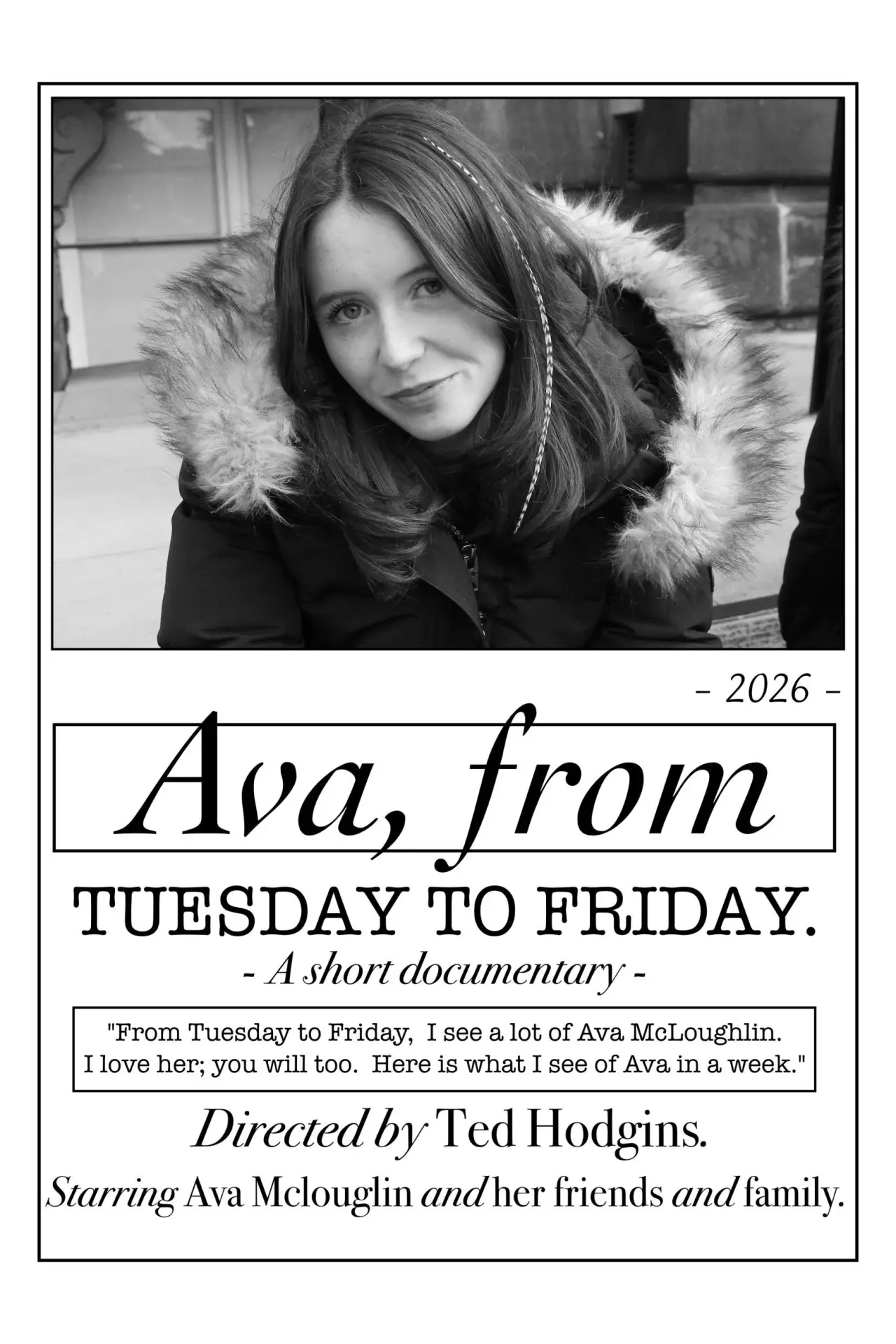 Plakat filmowy "Ava, From Tuesday to Friday"