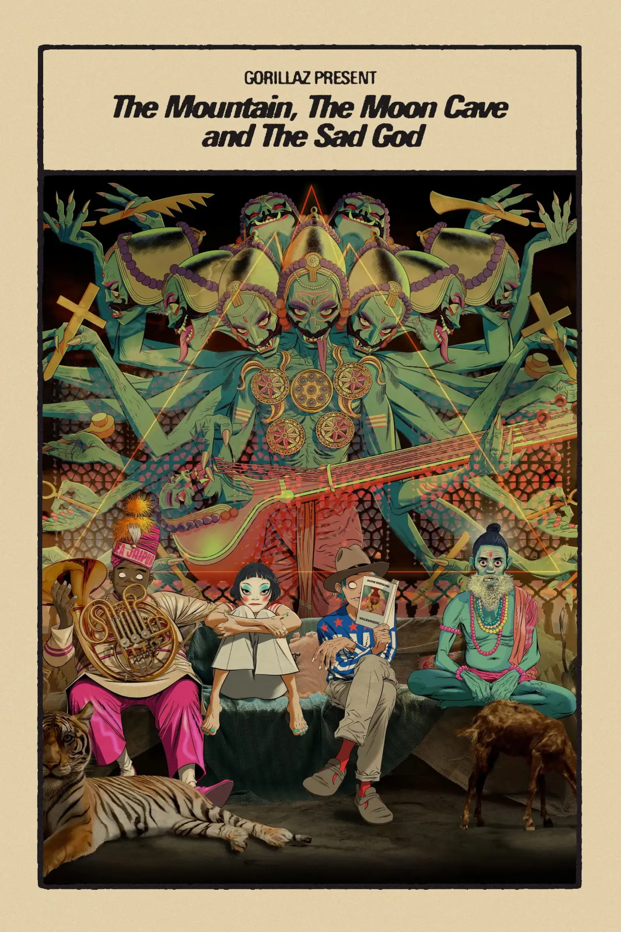 Plakat filmowy "Gorillaz Present: The Mountain, The Moon Cave and The Sad God"