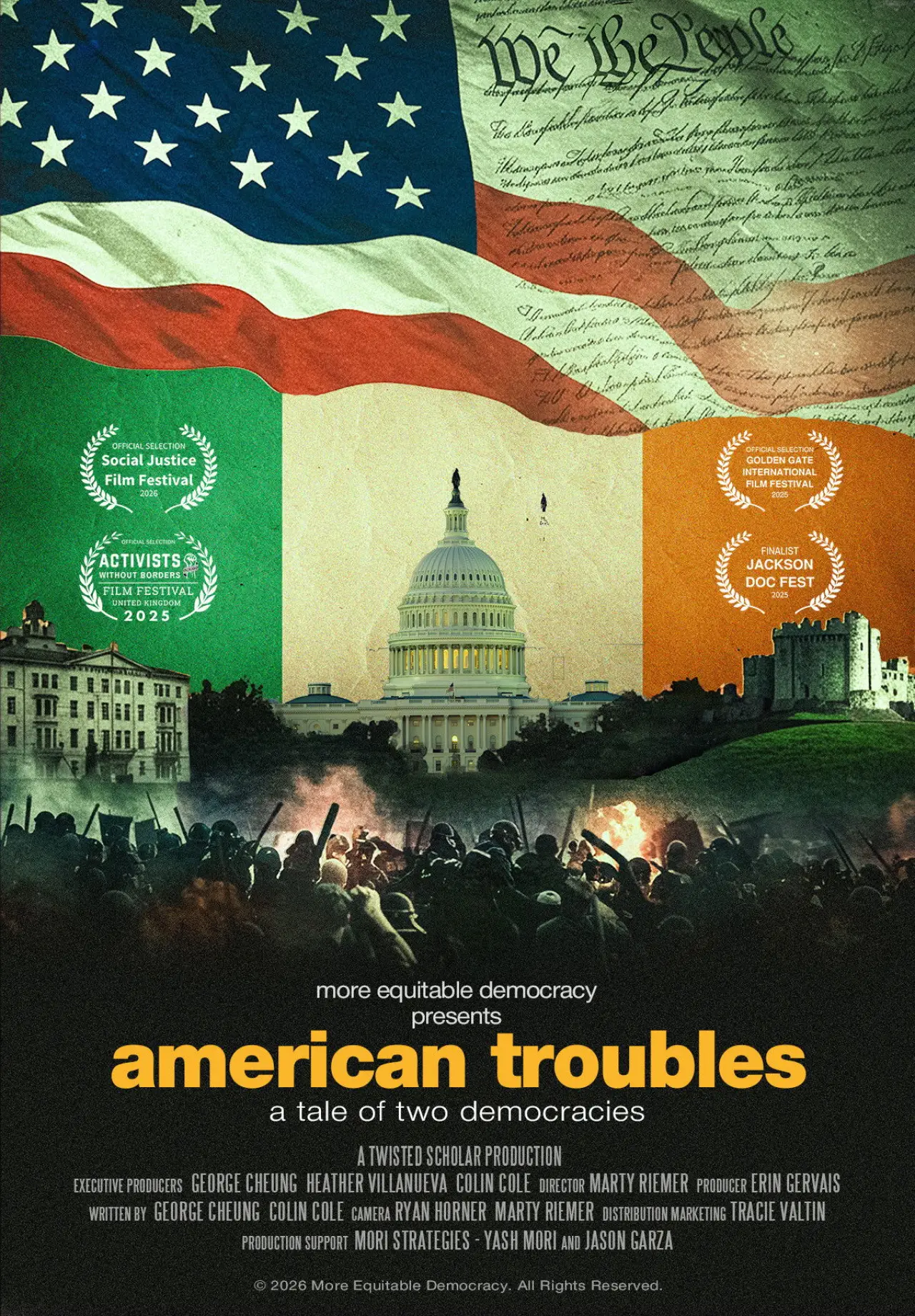Plakat filmowy "American Troubles: A Tale of Two Democracies"