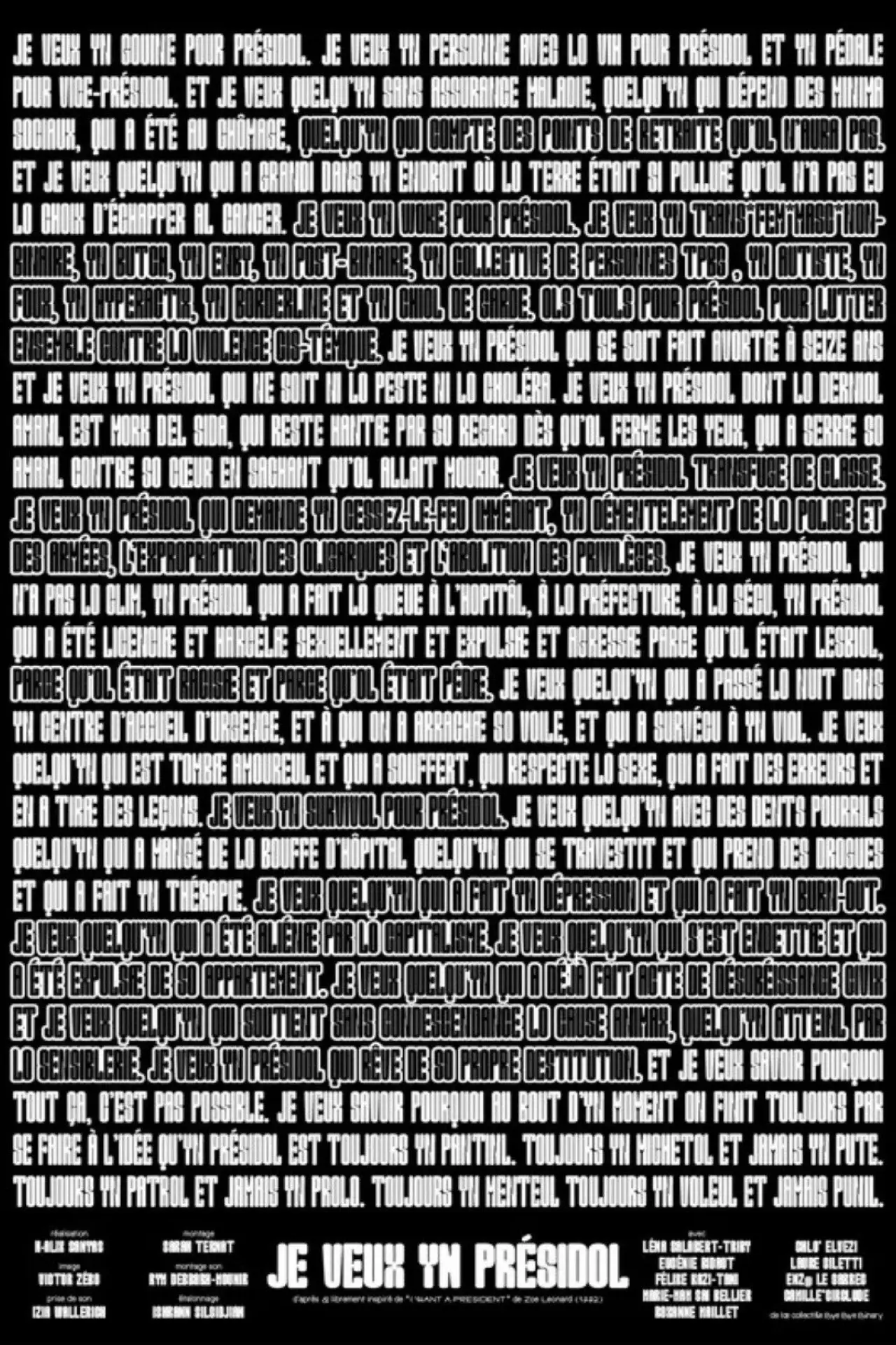 Plakat filmowy "JE VEUX YN PRÉSIDOL"