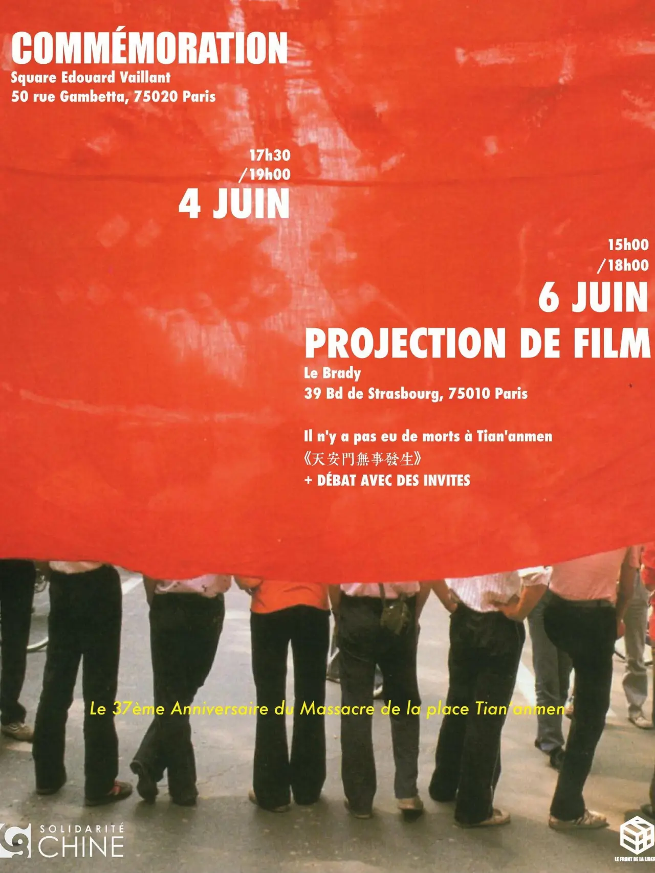 Plakat filmowy "Il n’y a pas eu de morts à Tian‘anmen"