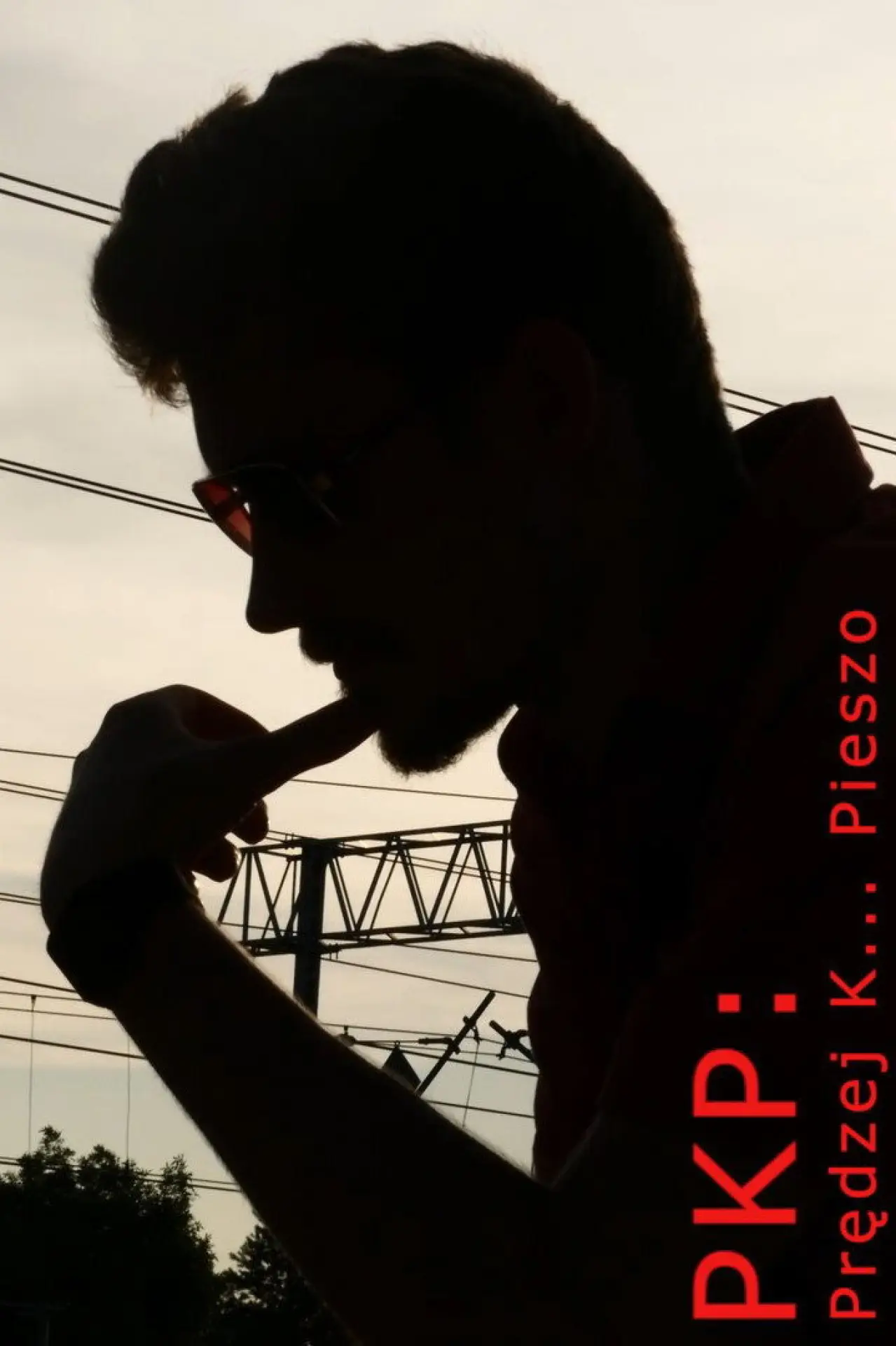 Plakat filmowy "PKP: Prędzej K... Pieszo"
