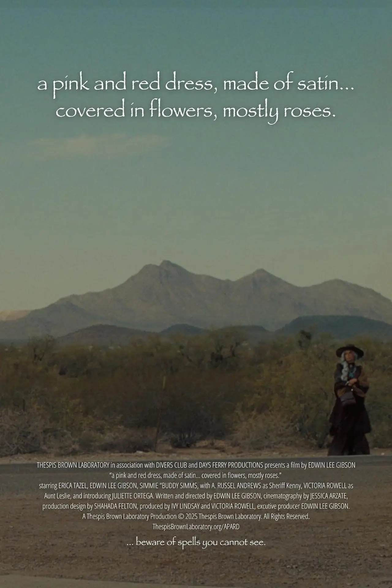Plakat filmowy "a pink and red dress, made of satin… covered in flowers, mostly roses"