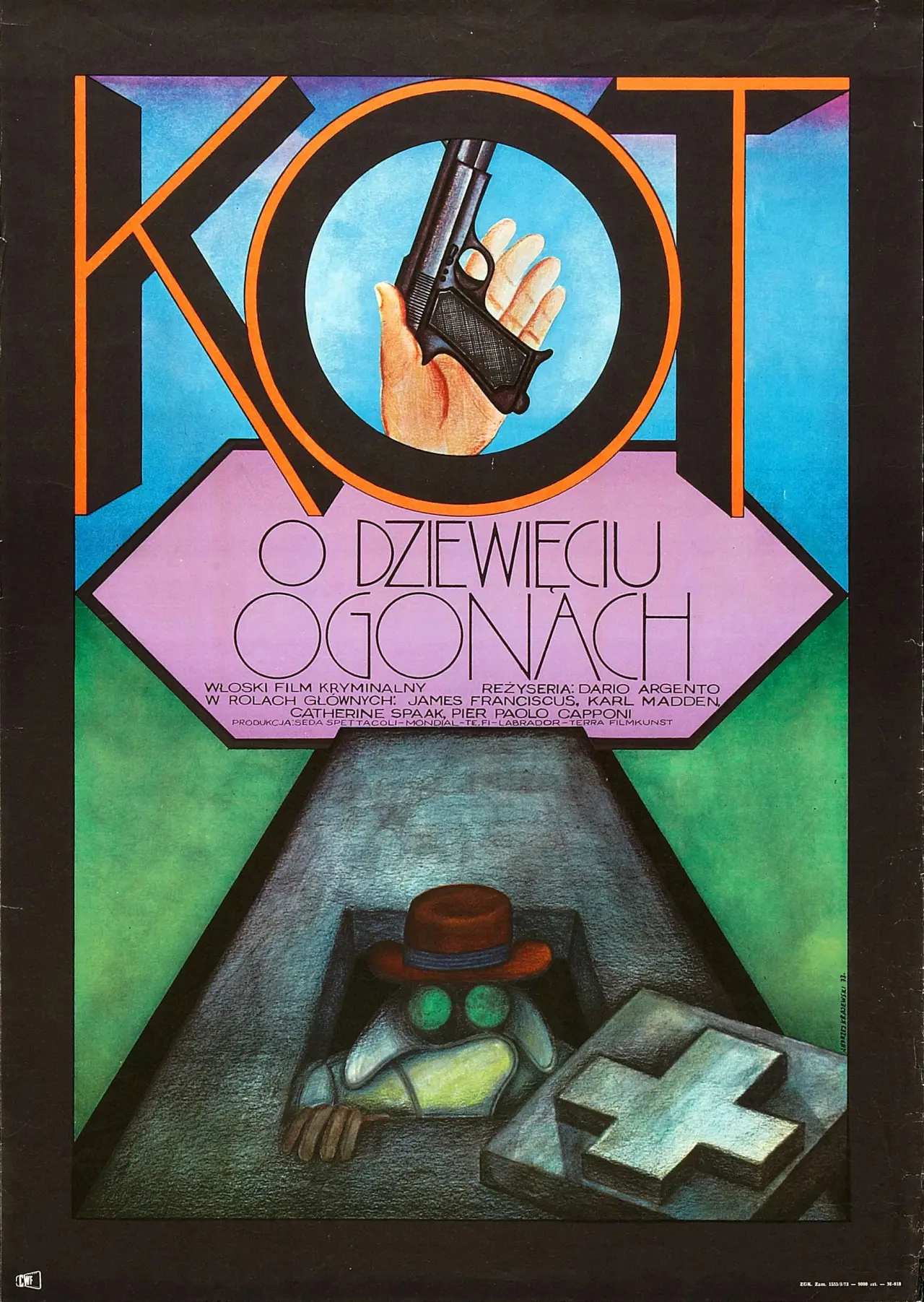Plakat filmowy "Kot o dziewięciu ogonach"