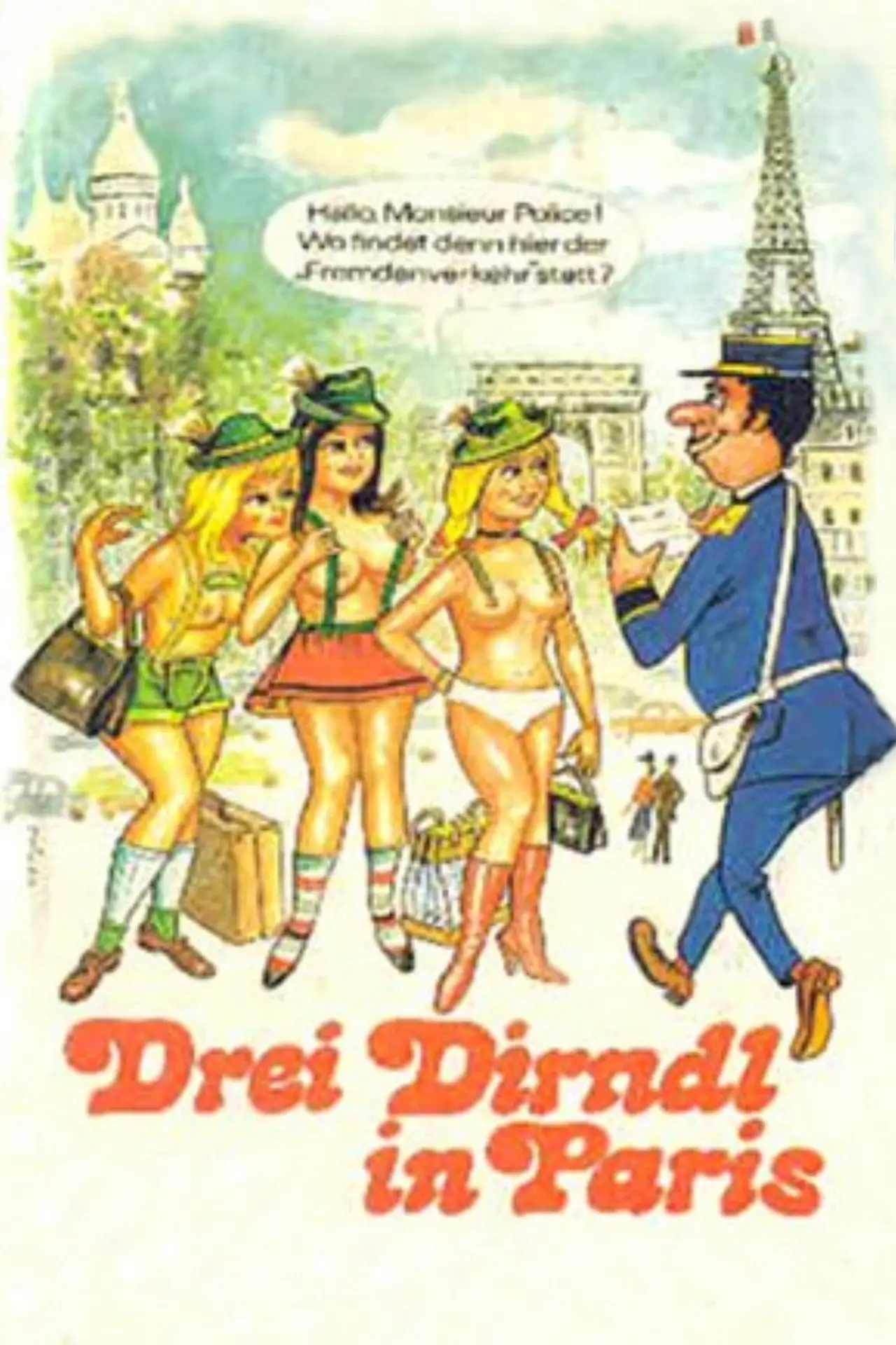Plakat filmowy "Drei Dirndl in Paris"