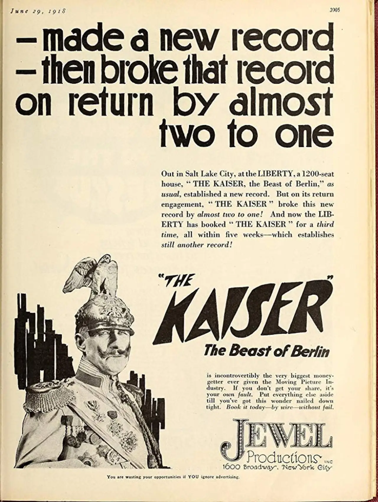 Plakat filmowy "The Kaiser, the Beast of Berlin"