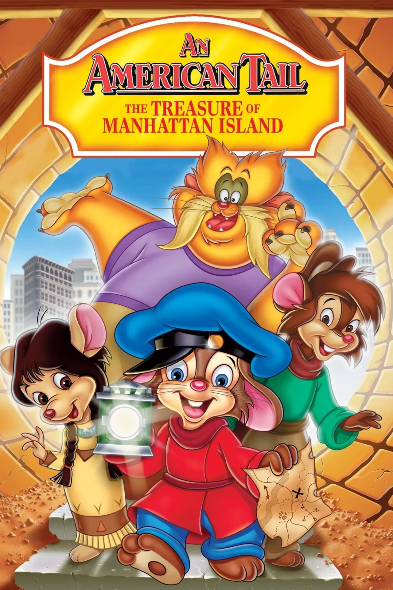 Plakat filmowy "Amerykańska Opowieść: Skarb Wyspy Manhattan"