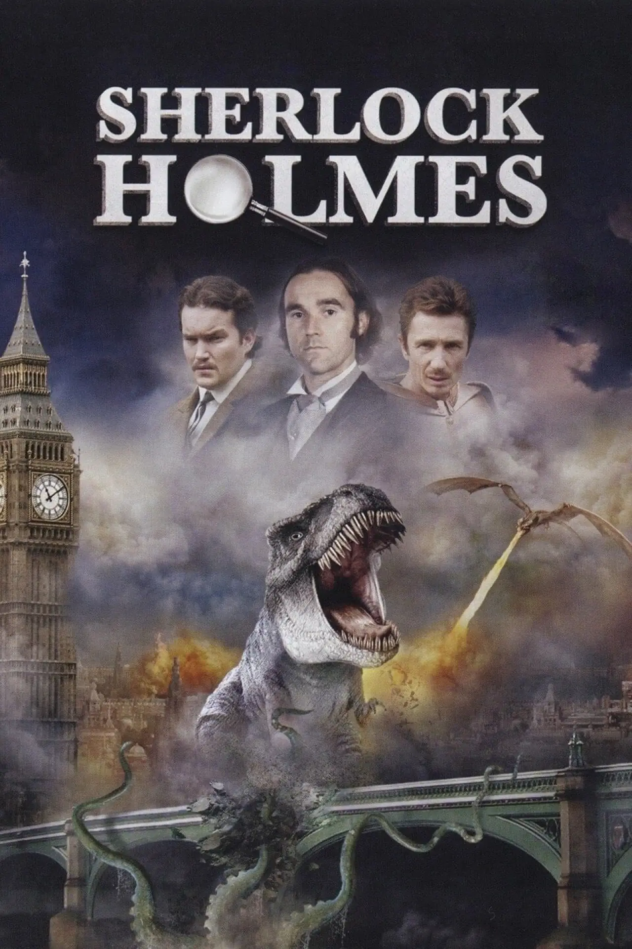 Plakat filmowy "Sherlock Holmes i dinozaury"