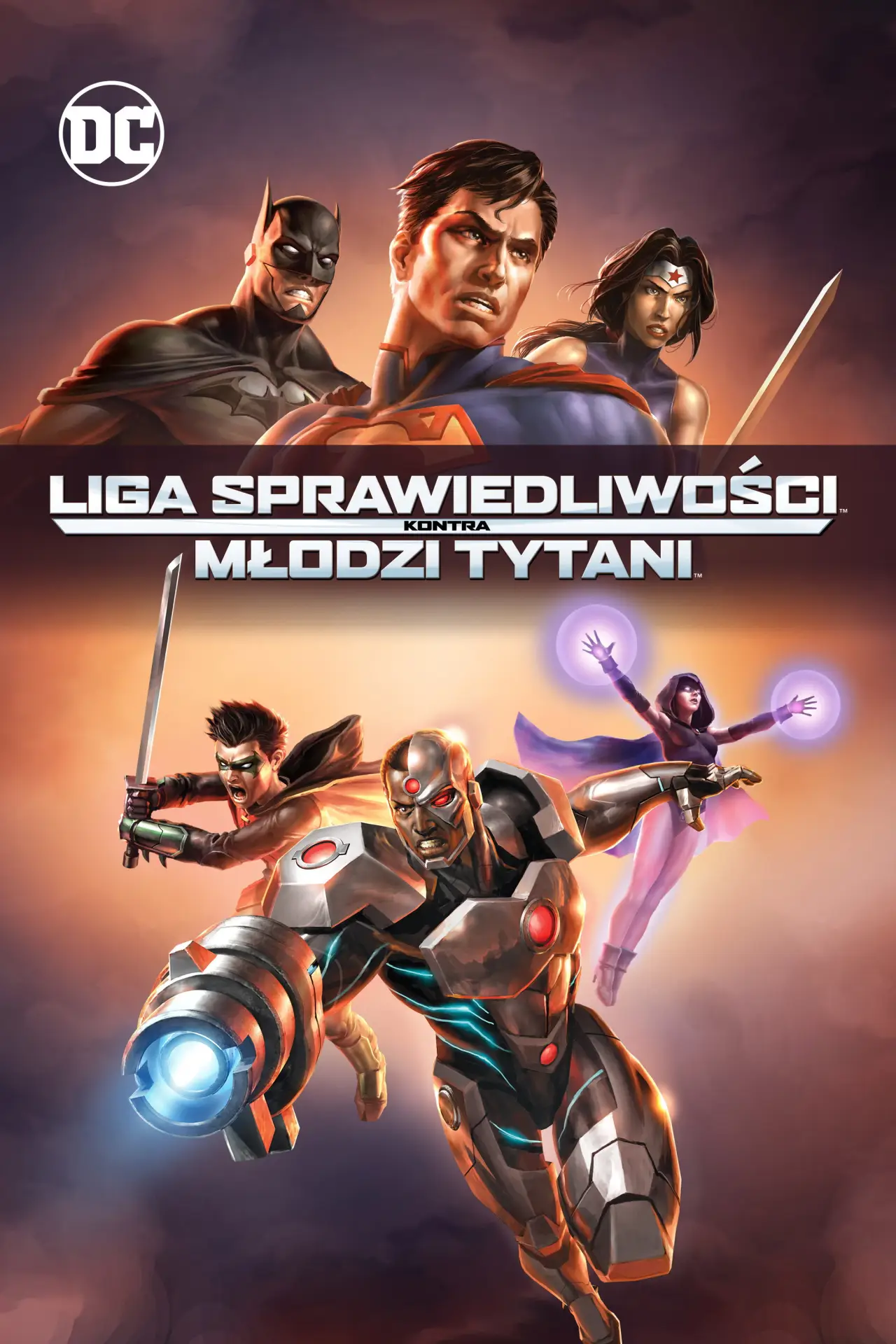 Plakat filmowy "Liga Sprawiedliwości kontra Młodzi Tytani"