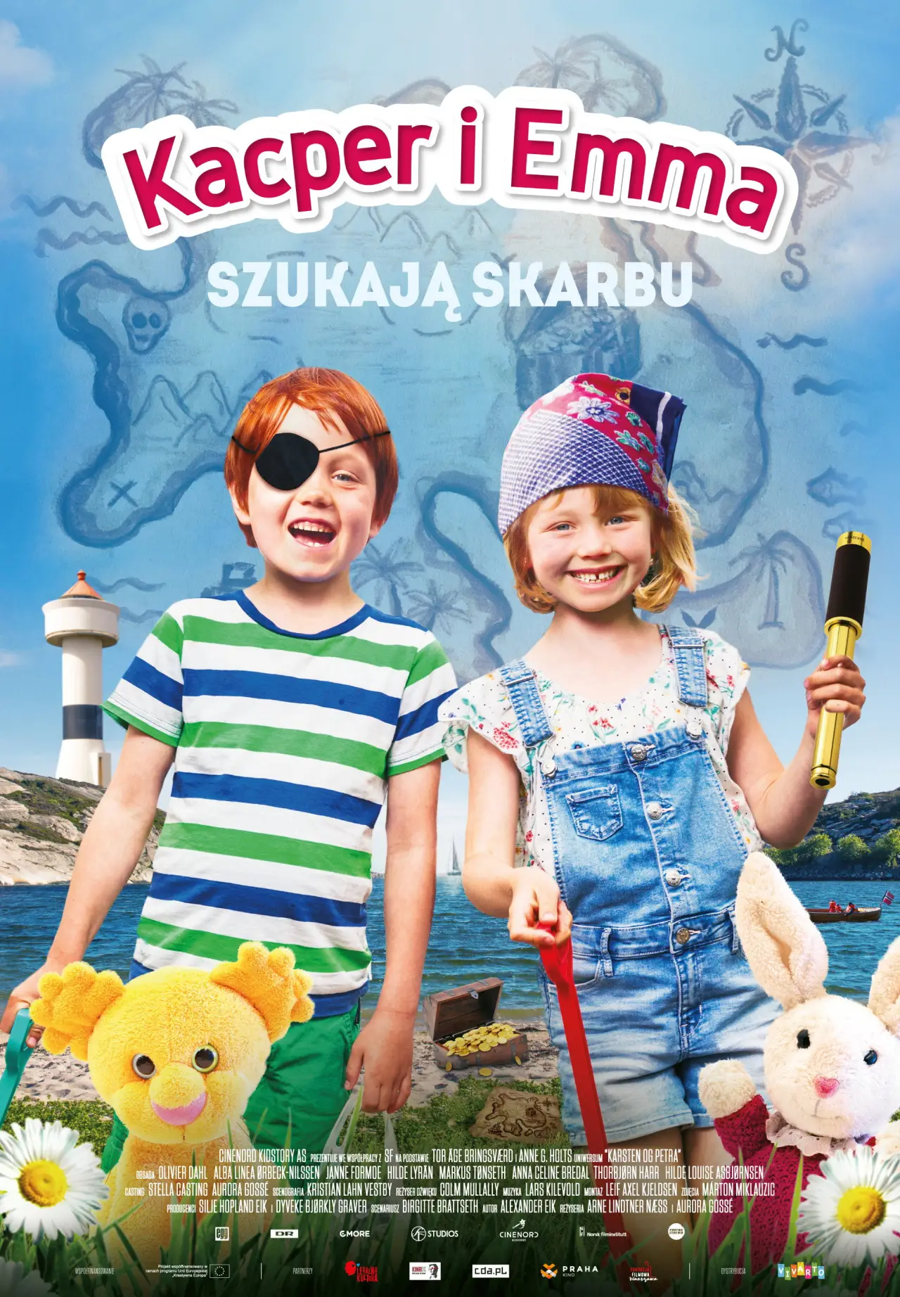 Plakat filmowy "Kacper i Emma szukają skarbu"