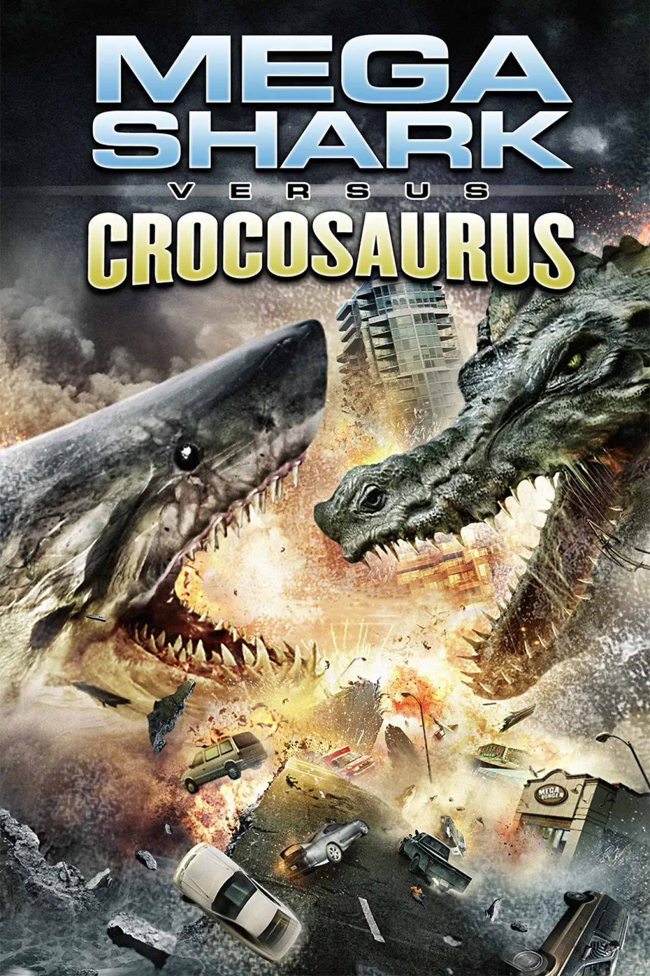 Plakat filmowy "Megarekin kontra krokozaurus"