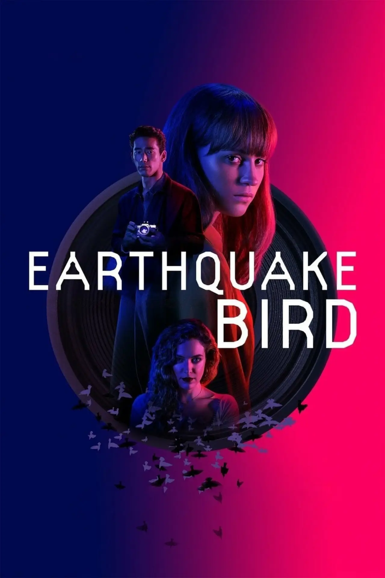 Plakat filmowy "Ptak, który zwiastował trzęsienie ziemi"