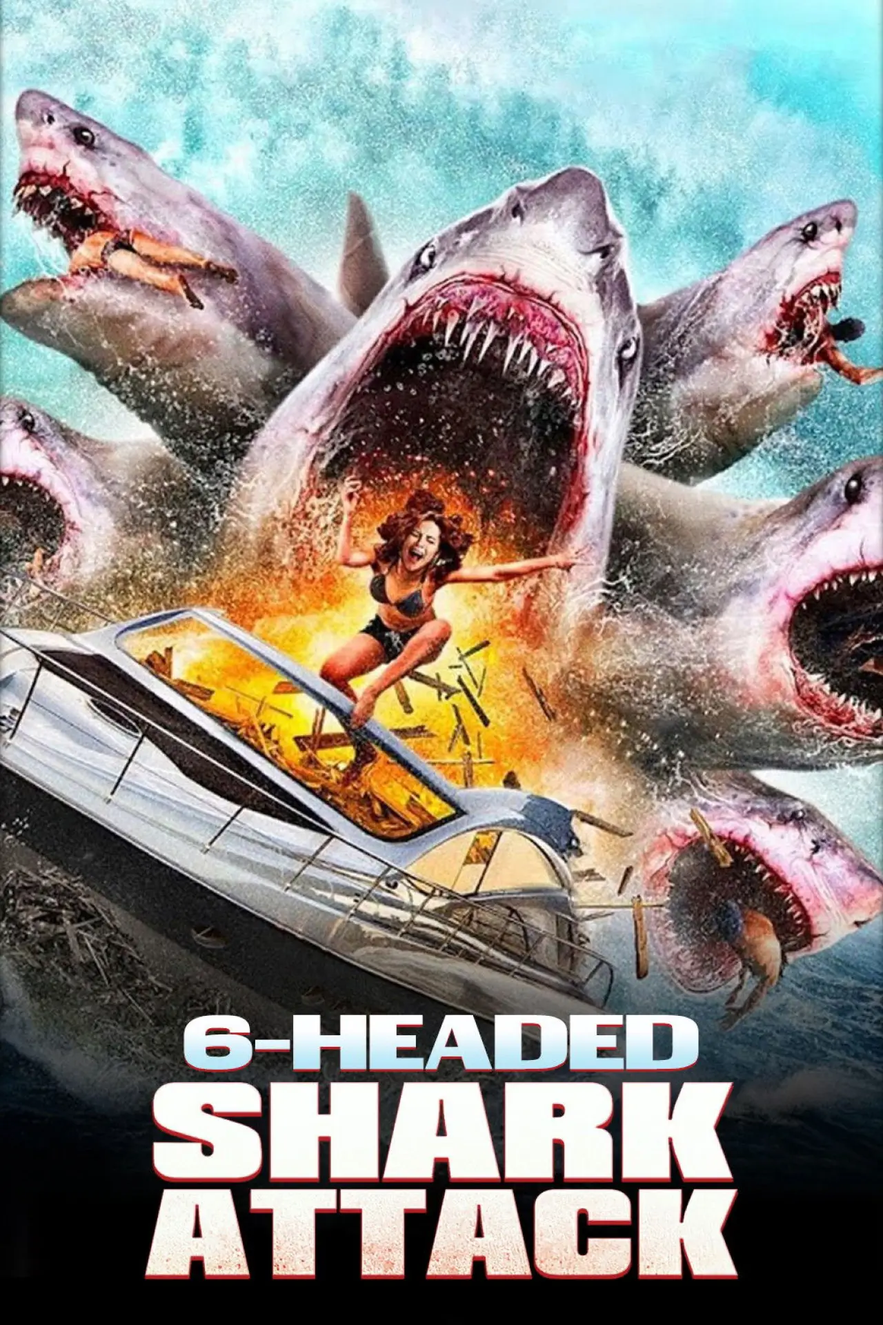 Plakat filmowy "Sześciogłowy rekin atakuje"