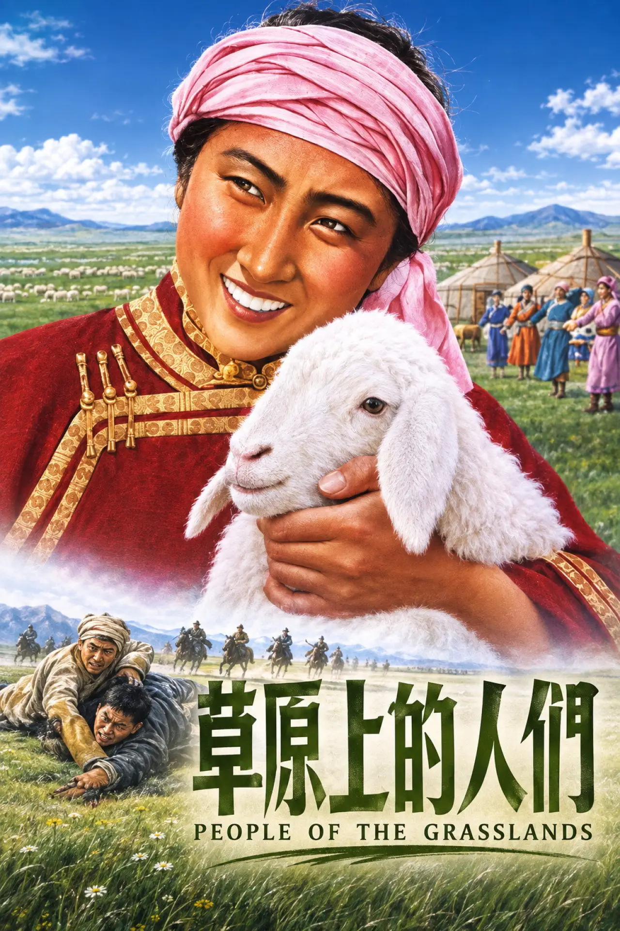 Plakat filmowy "草原上的人们"