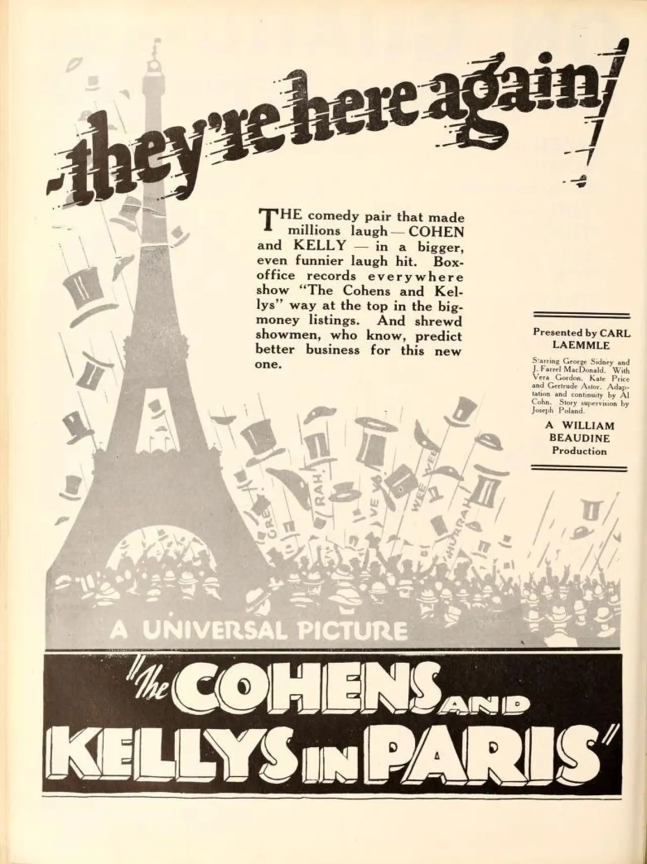 Plakat filmowy "The Cohens and the Kellys in Paris"