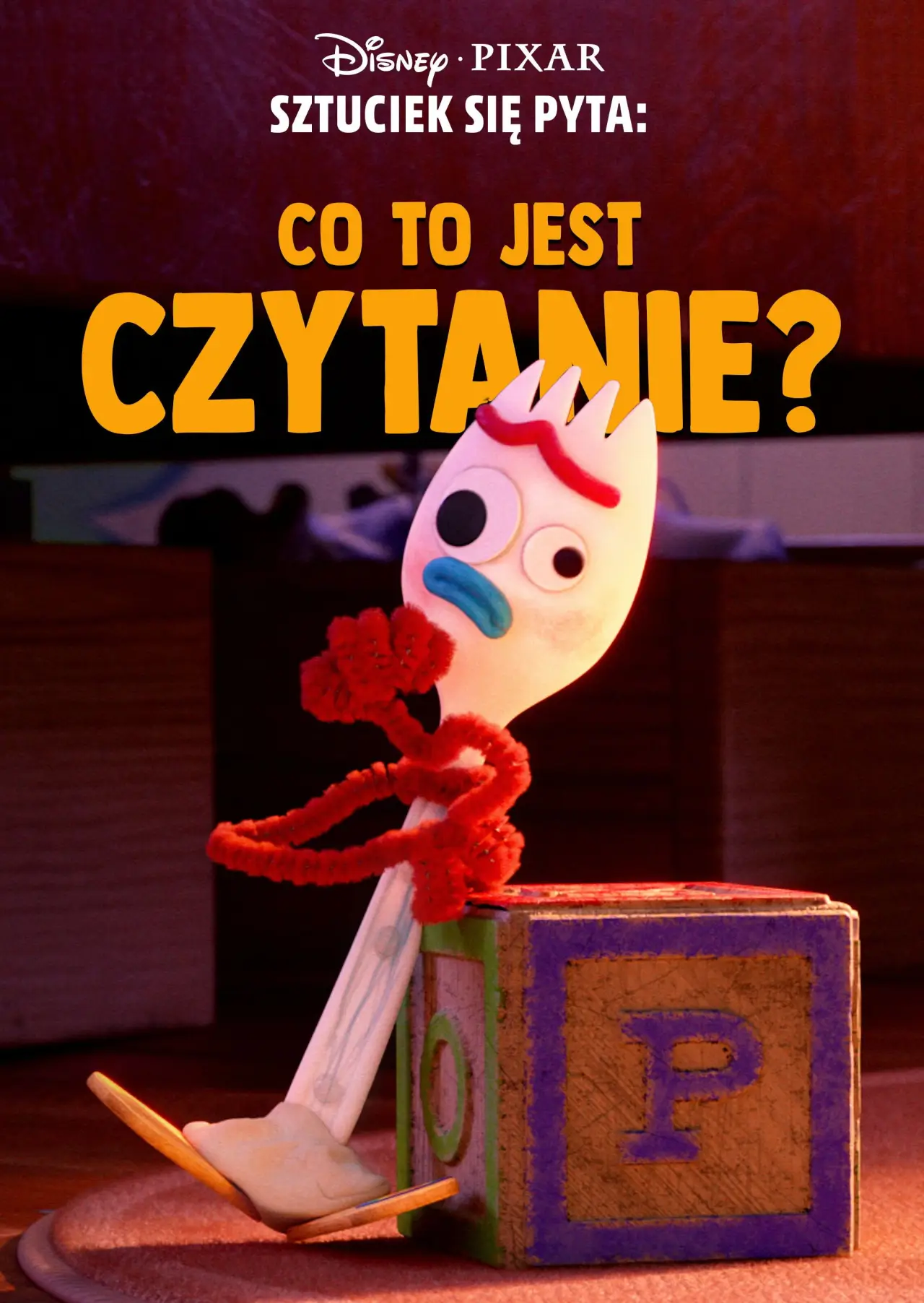 Plakat filmowy "Sztuciek się pyta: Co to jest czytanie?"