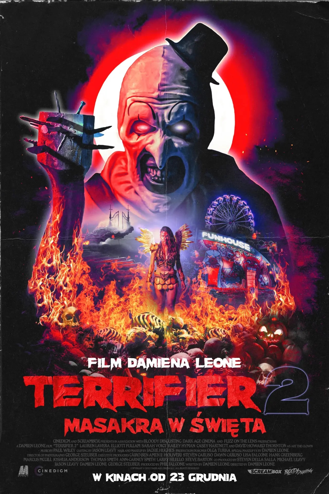 Plakat filmowy "Terrifier 2:  Masakra w Święta"