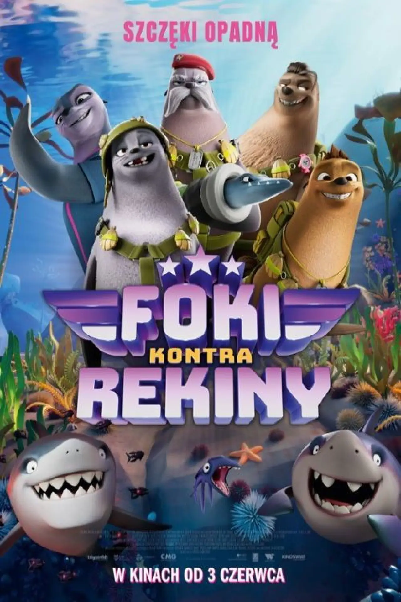 Plakat filmowy "Foki kontra rekiny"