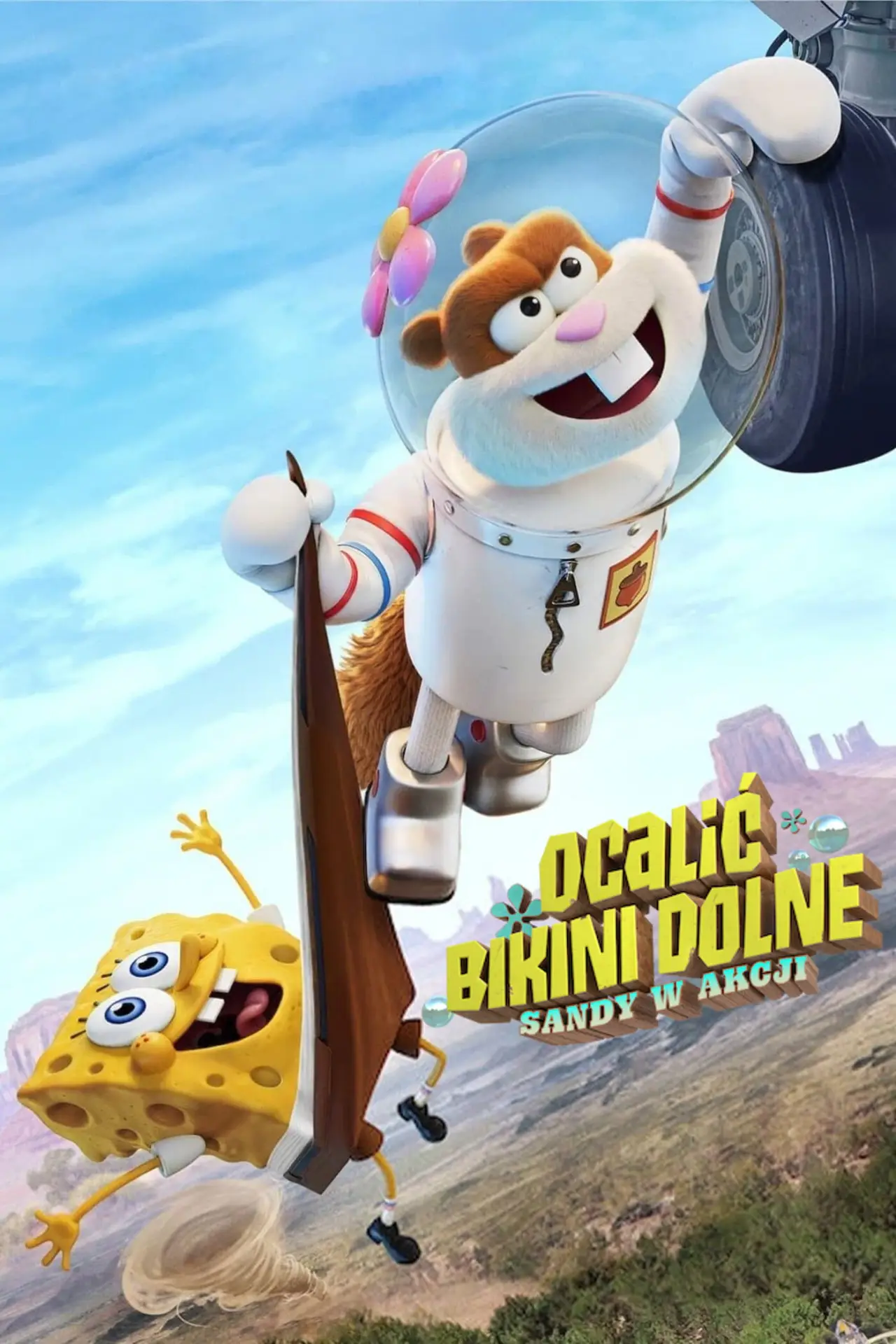 Plakat filmowy "Ocalić Bikini Dolne: Sandy w akcji"