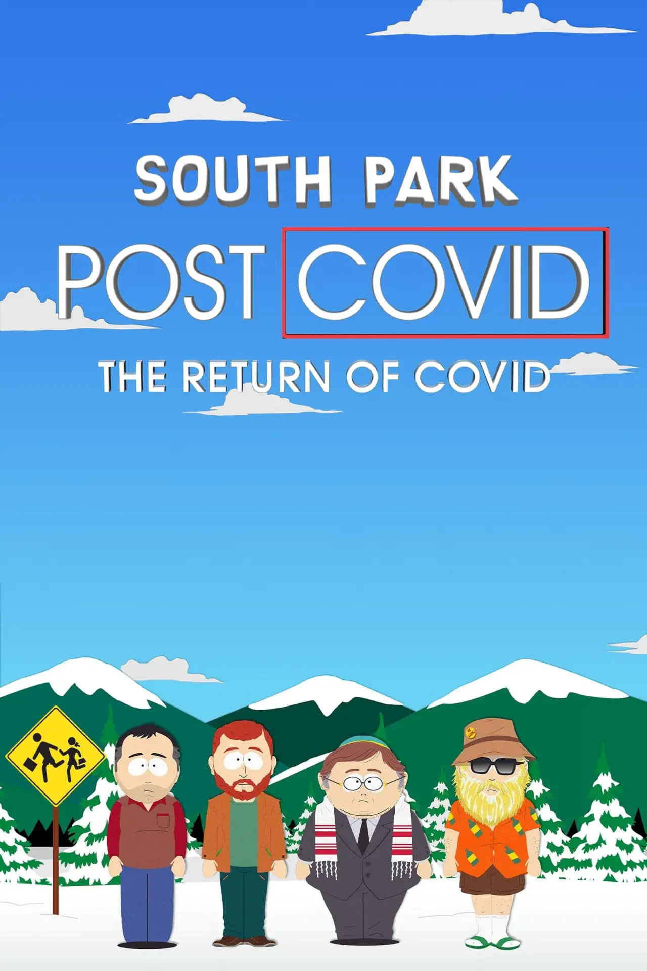 Plakat filmowy "Miasteczko South Park. Pokoronowirusowolandia – Powrót COVID"