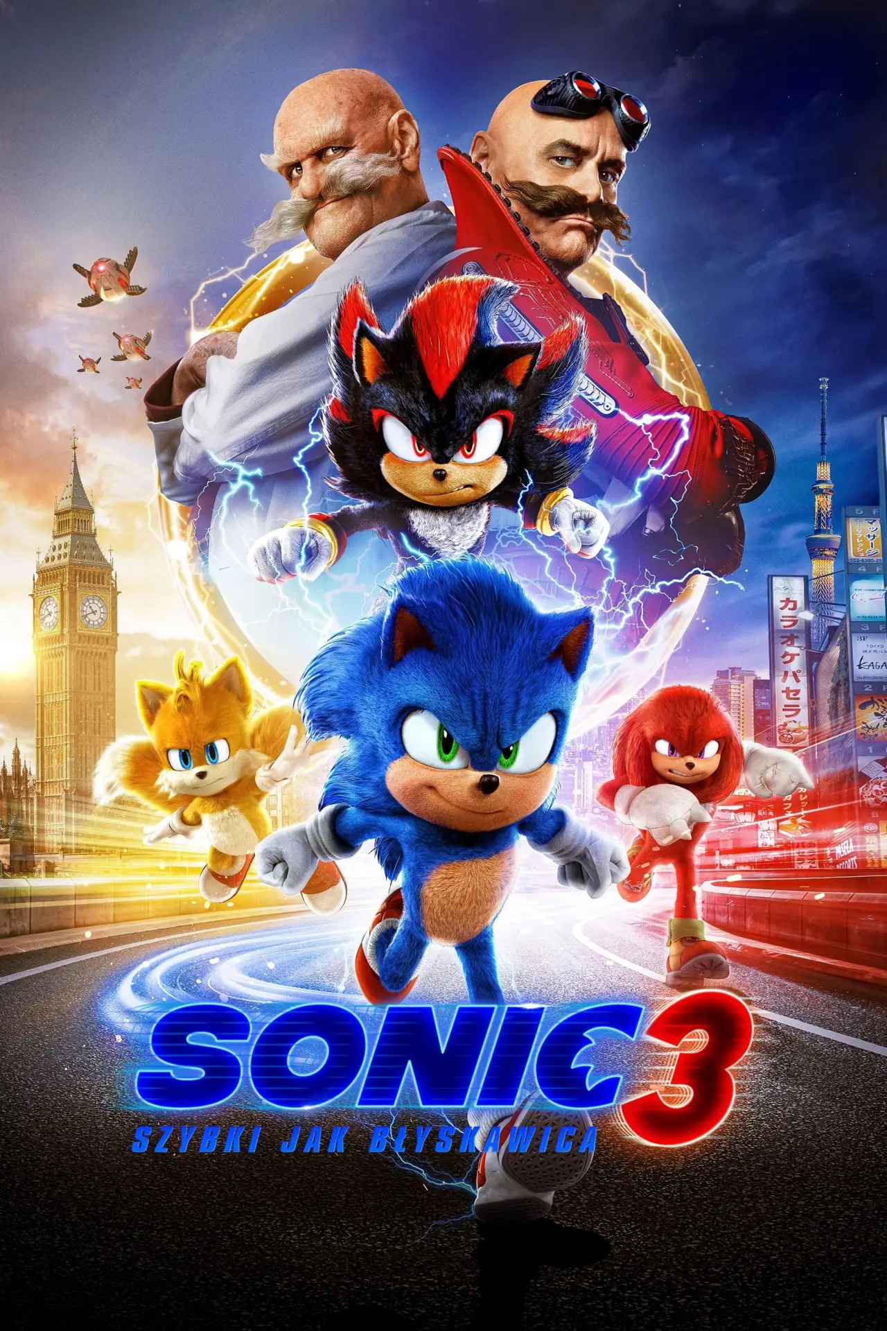 Plakat filmowy "Sonic 3. Szybki jak błyskawica"