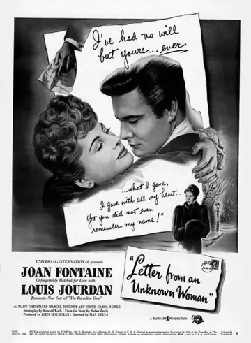 Plakat do filmu "List od nieznanej kobiety" #1053077