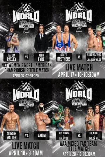Plakat do filmu "LIVE matches from WWE World: April 19, 2026 Part 2" #1190891