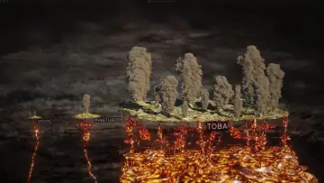 Zasłona do filmu "Toba, le volcan qui a failli tuer l