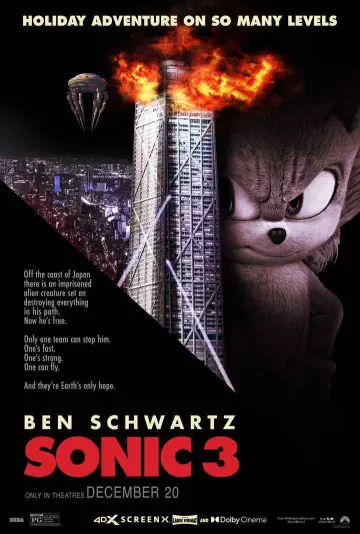 Plakat do filmu "Sonic 3. Szybki jak błyskawica" #552006
