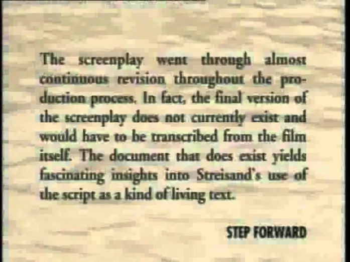 Wideo do filmu Książę przypływów — "The Prince of Tides" - EXTRA - Novel Adaptation, Barbra learns the Shag (!) and Screenplay Pages