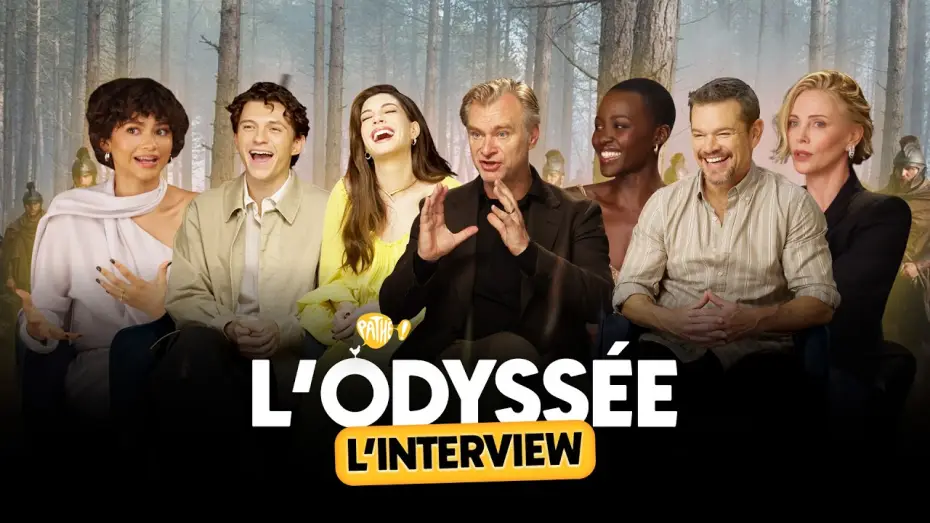 Wideo do filmu Odyseja — L'INTERVIEW - L'ODYSSÉE (Matt Damon, Tom Holland, Anne Hathaway, Zendaya, Christopher Nolan...)