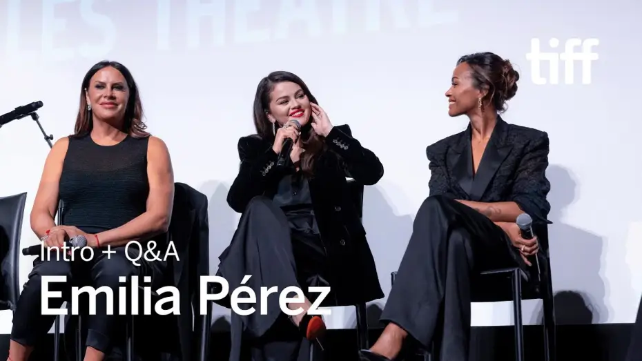 Wideo do filmu Emilia Pérez — Intro + Q&A With Zoe Saldaña & Selena Gomez & Karla Sofía Gascón | TIFF 2024