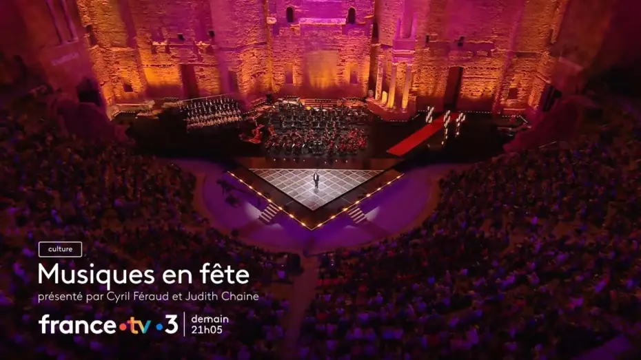 Wideo do filmu Musiques en fête des Chorégies d’Orange — Musiques en fête aux Chorégies d'Orange vendredi 20 juin 2025 sur France 3