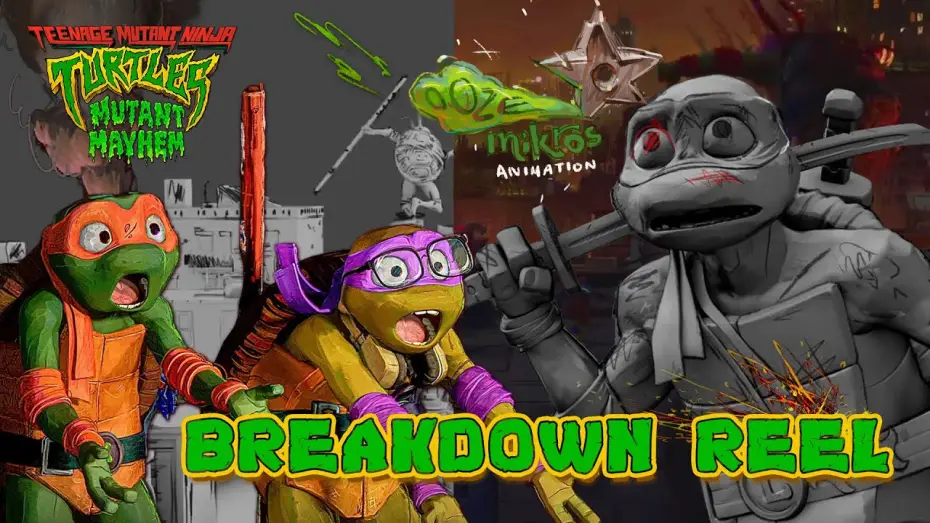Wideo do filmu Wojownicze żółwie ninja: Zmutowany chaos — Mikros Animation Breakdown Reel