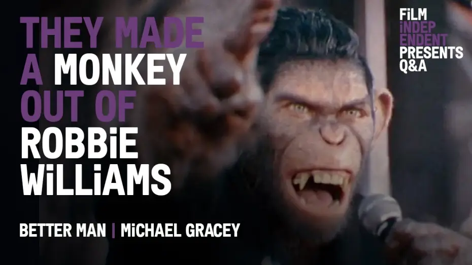 Wideo do filmu Better Man: Niesamowity Robbie Williams — Monkeying Around w Robbie Williams - ‘Better Man’ Q&A w Director Michael Gracey & Sam Levinson