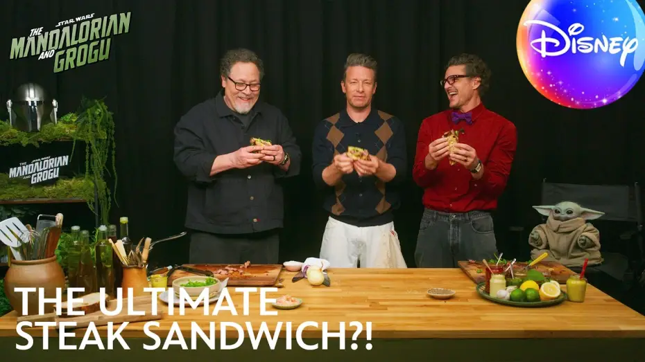 Wideo do filmu Star Wars: The Mandalorian and Grogu — Pedro Pascal, Jon Favreau & Grogu Cook with Jamie Oliver