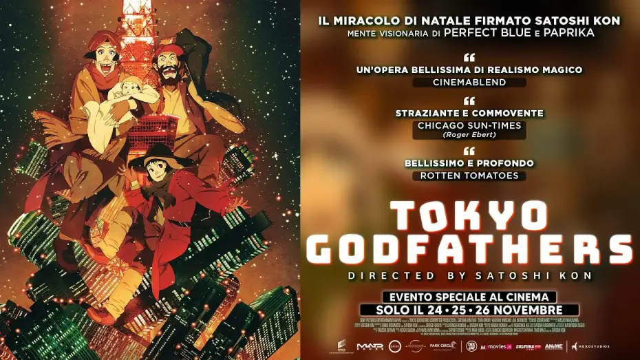 Wideo do filmu Rodzice chrzestni z Tokio — Tokyo Godfathers - Official Trailer | al cinema dal 24 al 26 novembre!