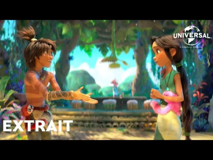 Wideo do filmu Krudowie 2: Nowa era — Les Croods 2 : Une Nouvelle Ère - Extrait Guy et Eep rencontrent Aurore VF [Au cinéma le 7 juillet]