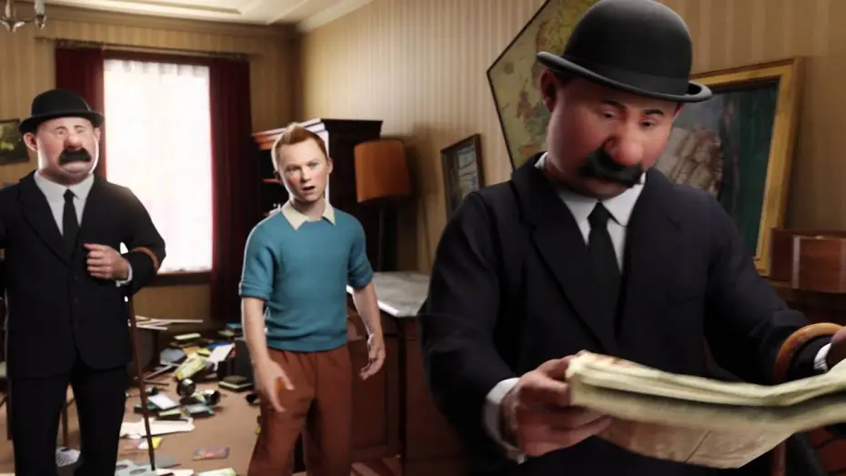 Wideo do filmu Przygody Tintina — Les aventures de Tintin : Le secret de la Licorne - Extrait "Newspaper clue" VF