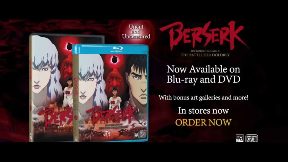 Wideo do filmu ベルセルク 黄金時代篇Ⅱ ドルドレイ攻略 — Extended Trailer [Blu-ray & DVD Avail. Now]